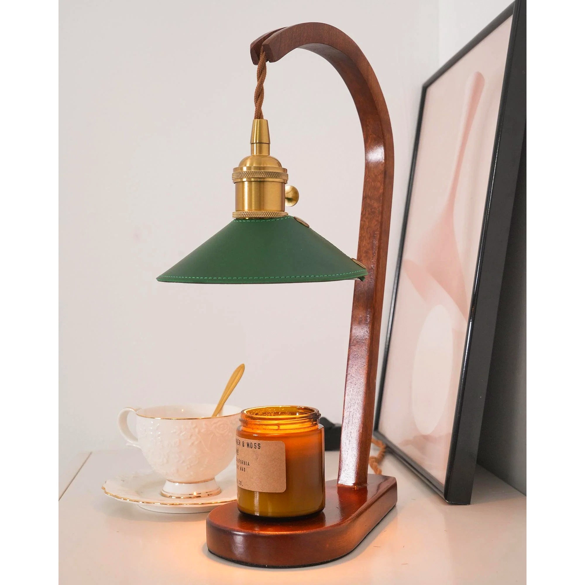 Arlow Leather-Shade Candle Warmer Lamp