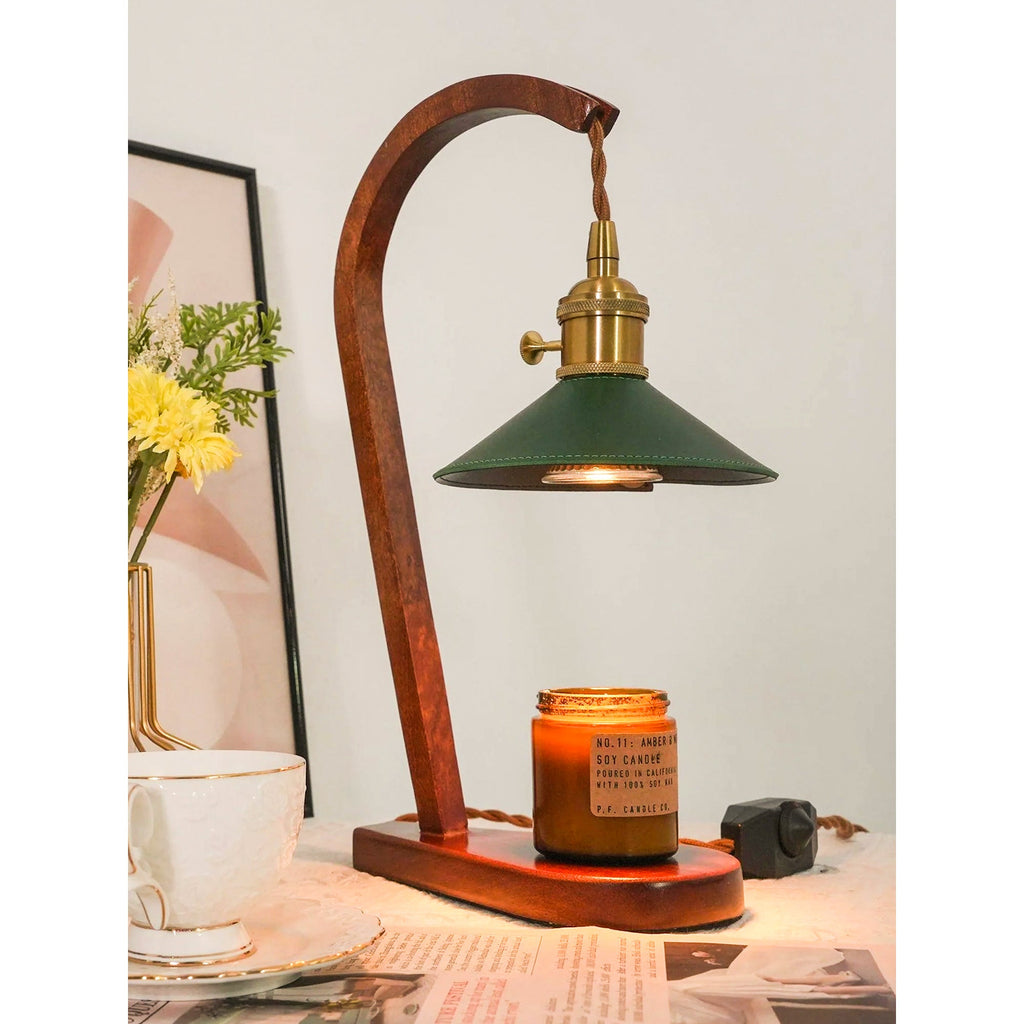 Arlow Leather-Shade Candle Warmer Lamp