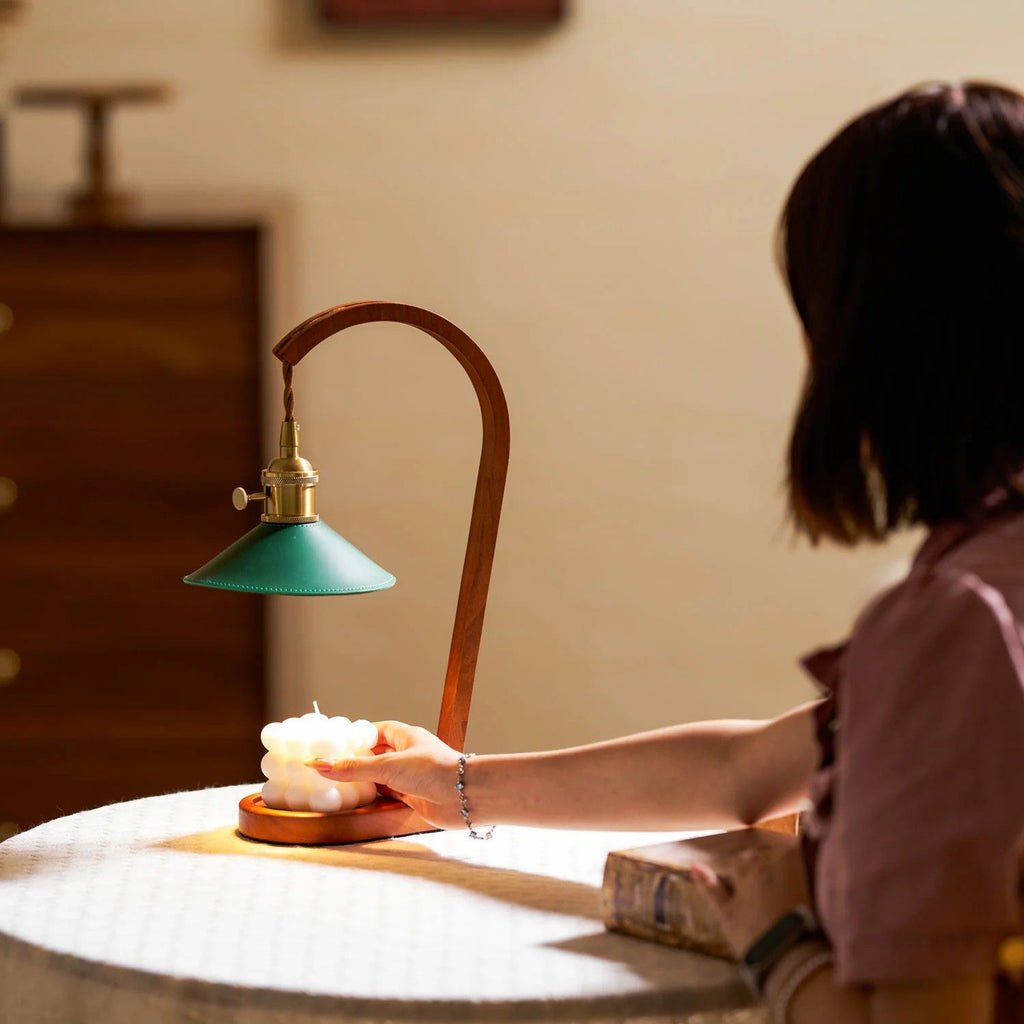 Arlow Leather-Shade Candle Warmer Lamp