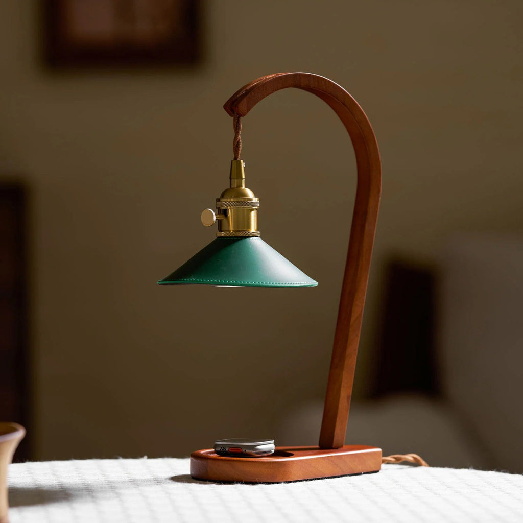 Arlow Leather-Shade Candle Warmer Lamp