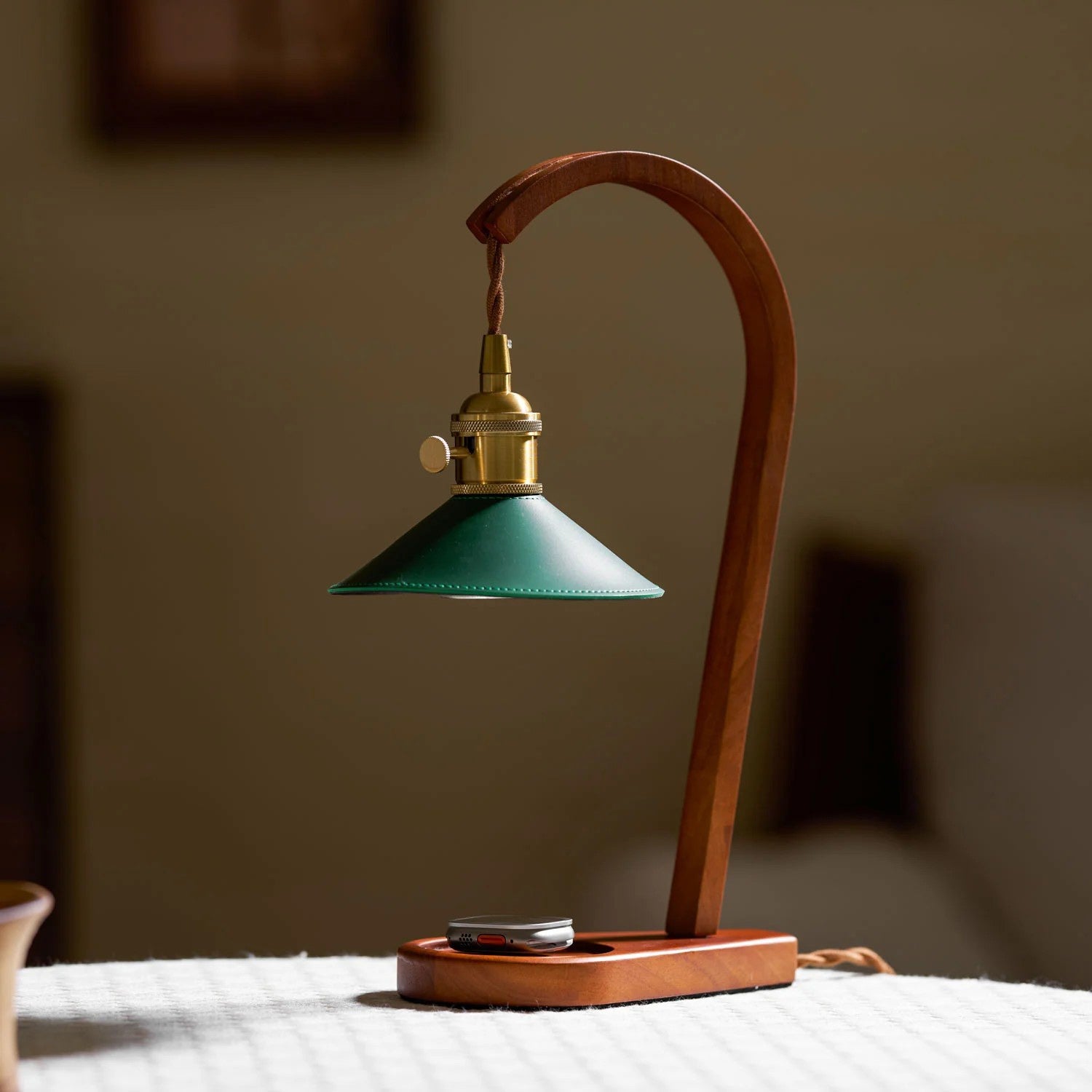 Arlow Leather-Shade Candle Warmer Lamp