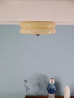 Art Deco Vintage Round Glass Ceiling Light 1-Light