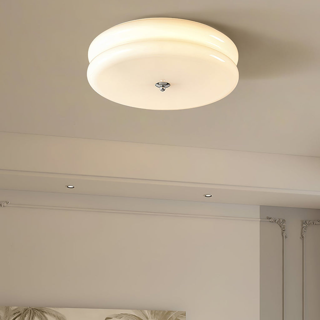 Art Deco Vintage Round Glass Ceiling Light 1-Light