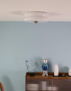 Art Deco Vintage Round Glass Ceiling Light 1-Light