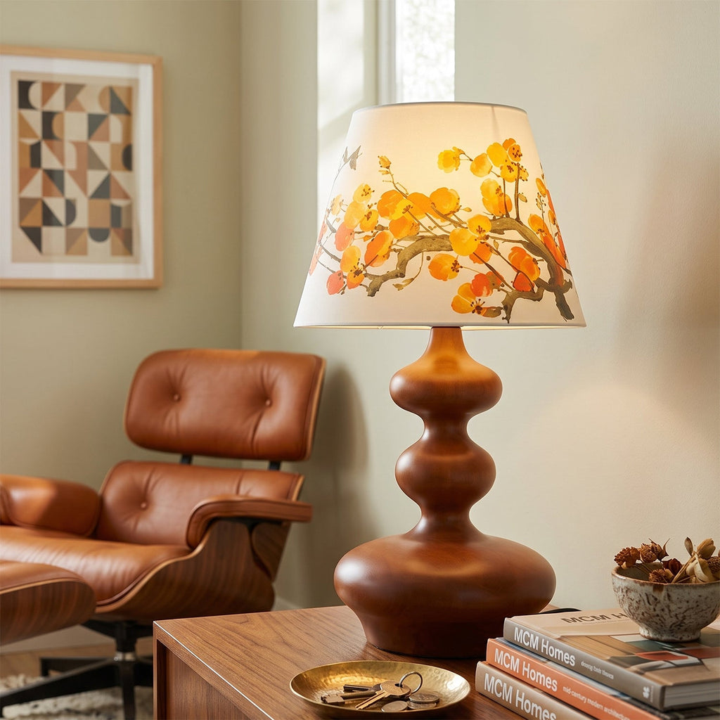 Artesia Hand-Painted Shade Wood Table Lamp