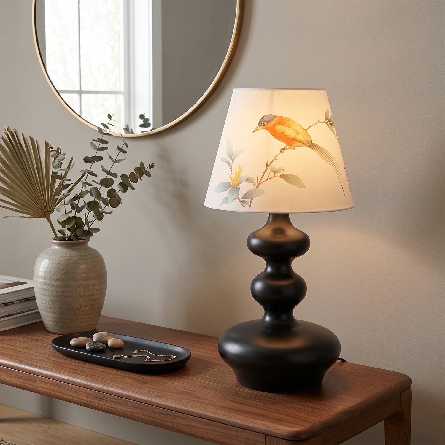 Artesia Hand-Painted Shade Wood Table Lamp
