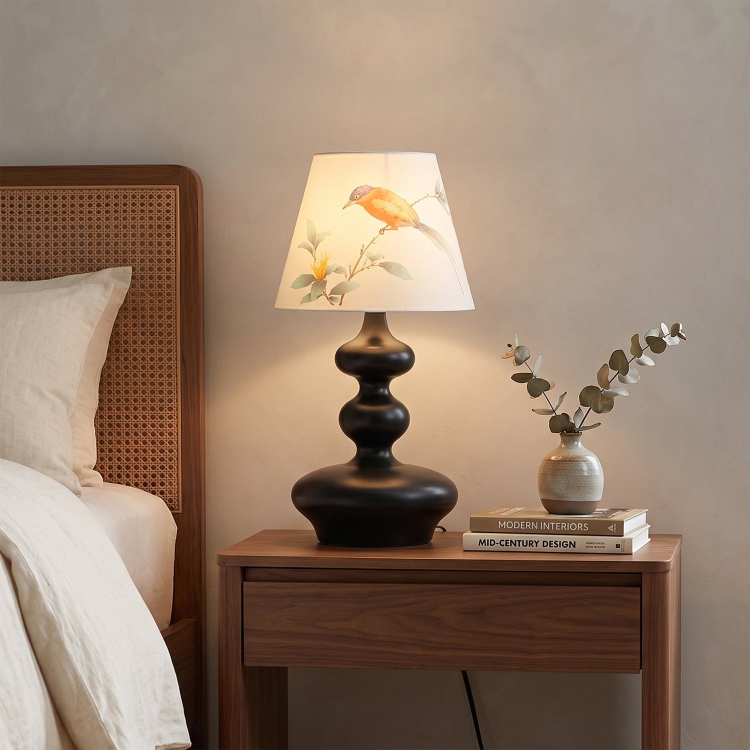 Artesia Hand-Painted Shade Wood Table Lamp