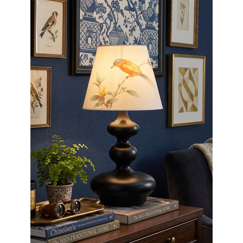 Artesia Hand-Painted Shade Wood Table Lamp