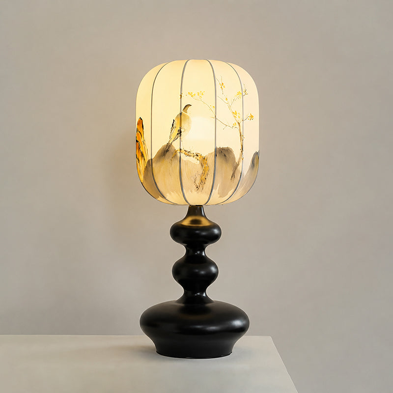 Artesia Hand-Painted Shade Wood Table Lamp