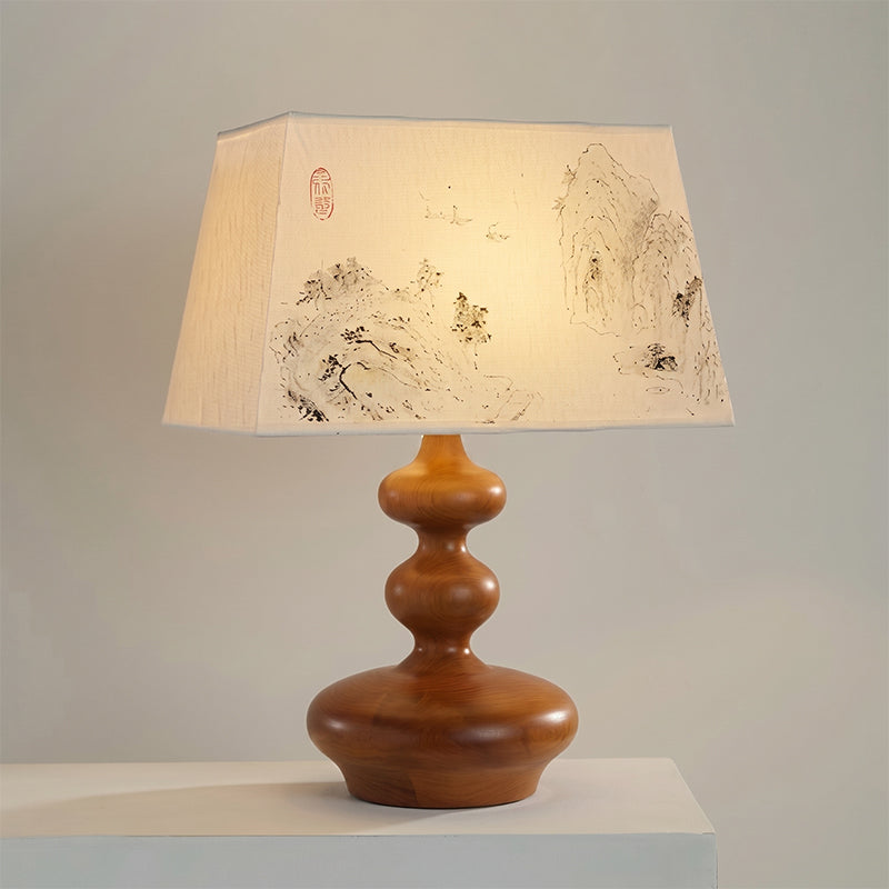 Artesia Hand-Painted Shade Wood Table Lamp