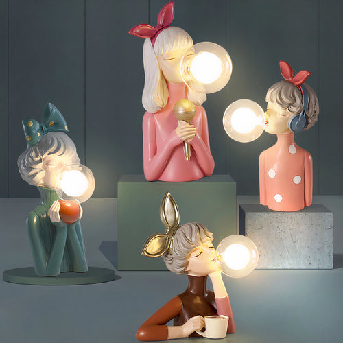 Artisan Sisters: Designer Table Lamp Made of Wood & Glass – Warm Light for a Modern Home