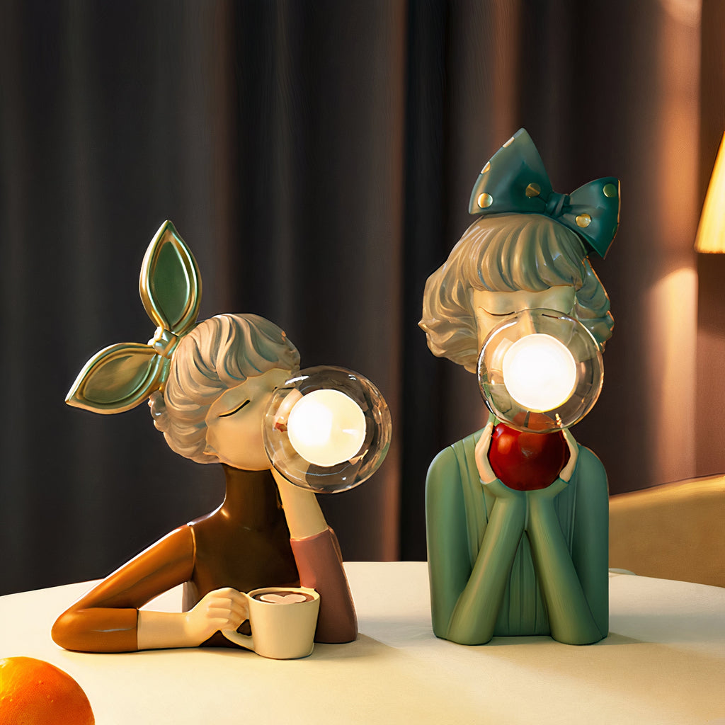 Artisan Sisters: Designer Table Lamp Made of Wood & Glass – Warm Light for a Modern Home