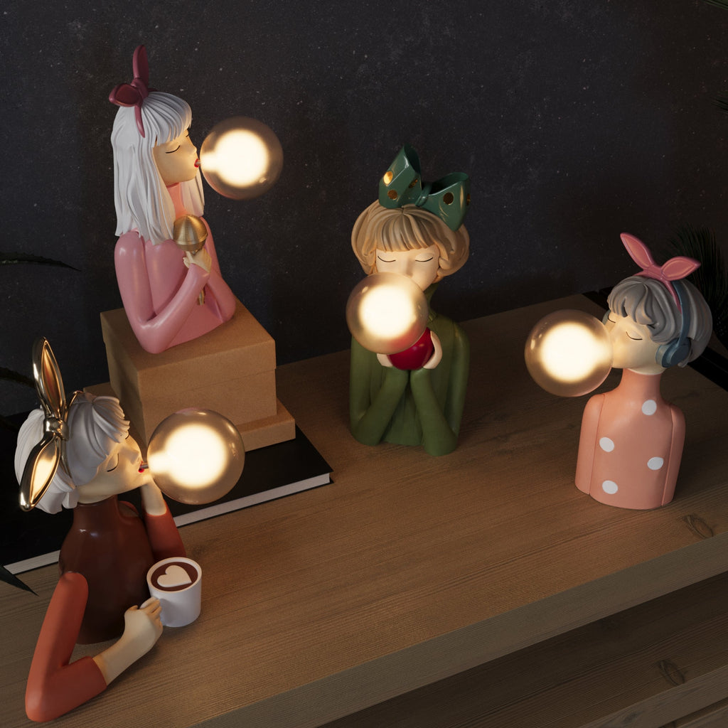 Artisan Sisters: Designer Table Lamp Made of Wood & Glass – Warm Light for a Modern Home