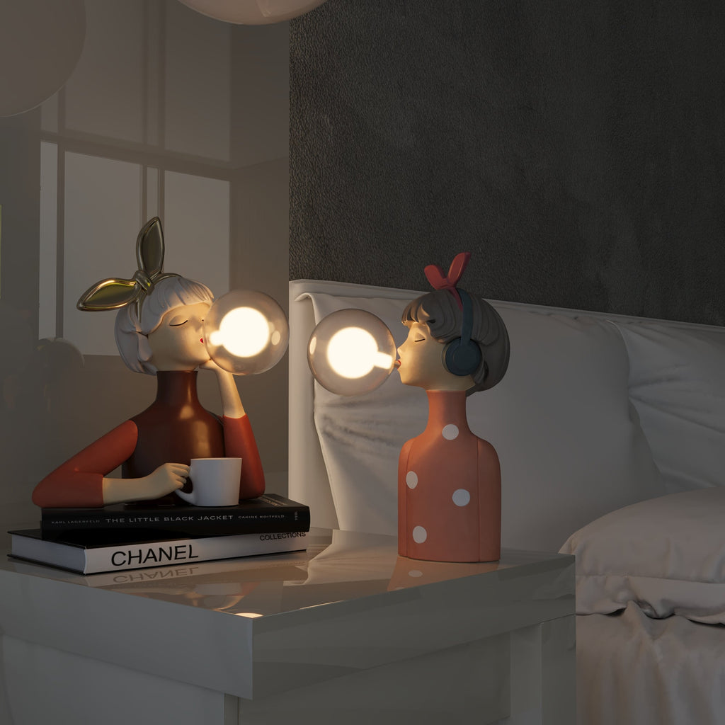 Artisan Sisters: Designer Table Lamp Made of Wood & Glass – Warm Light for a Modern Home