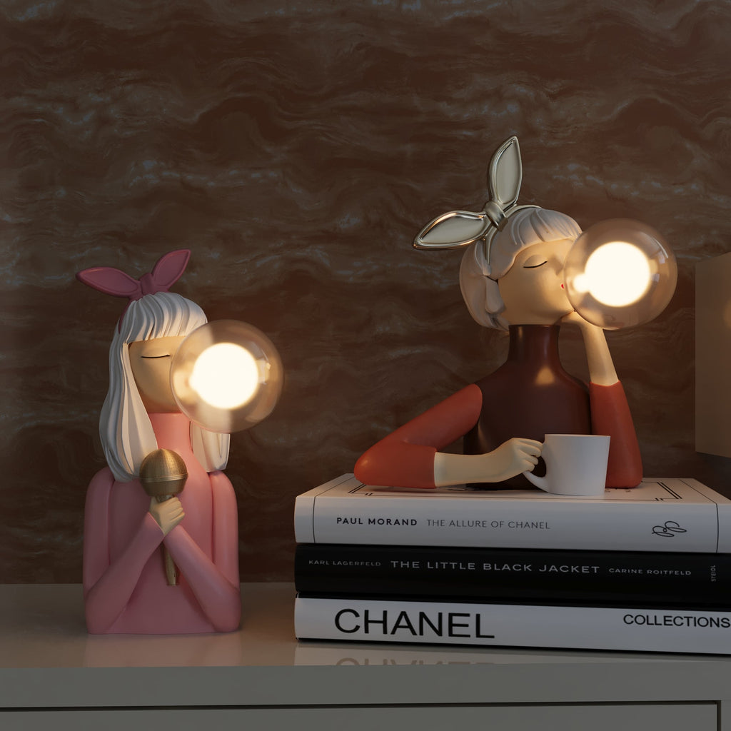 Artisan Sisters: Designer Table Lamp Made of Wood & Glass – Warm Light for a Modern Home
