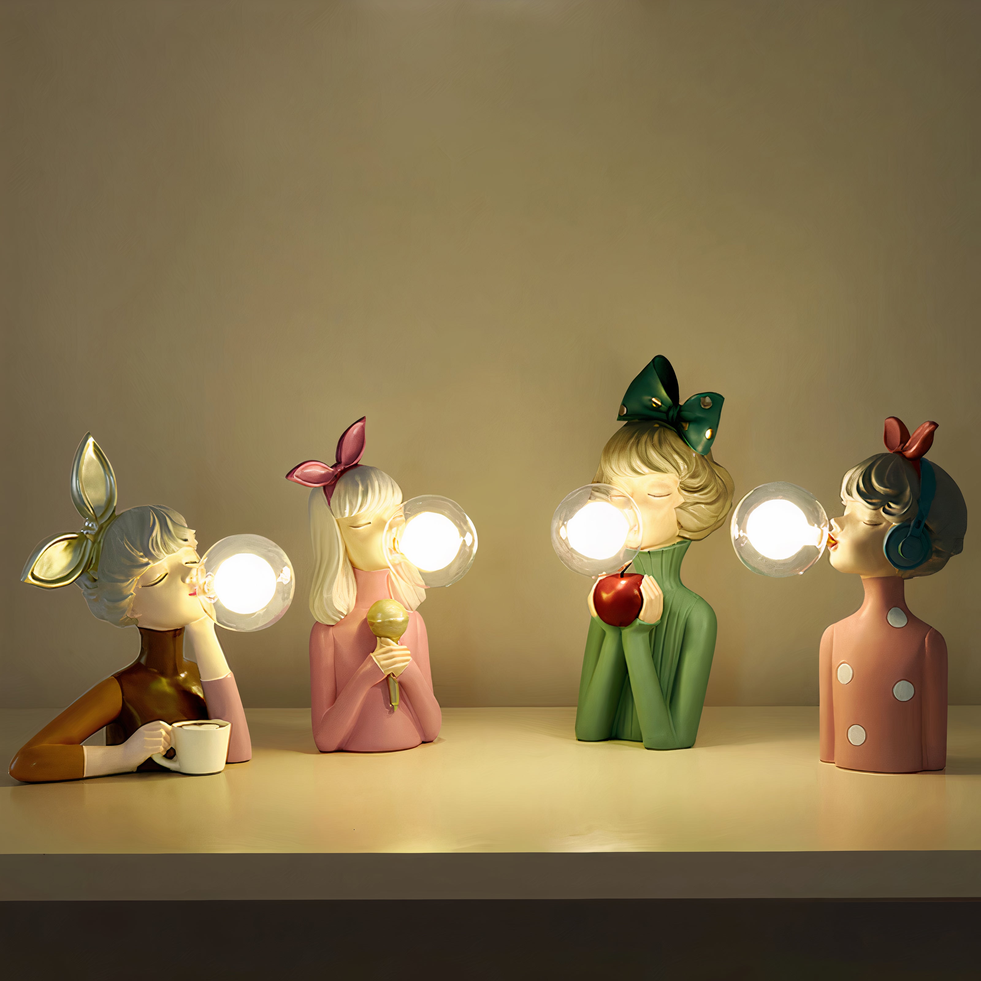 Artisan Sisters: Designer Table Lamp Made of Wood & Glass – Warm Light for a Modern Home