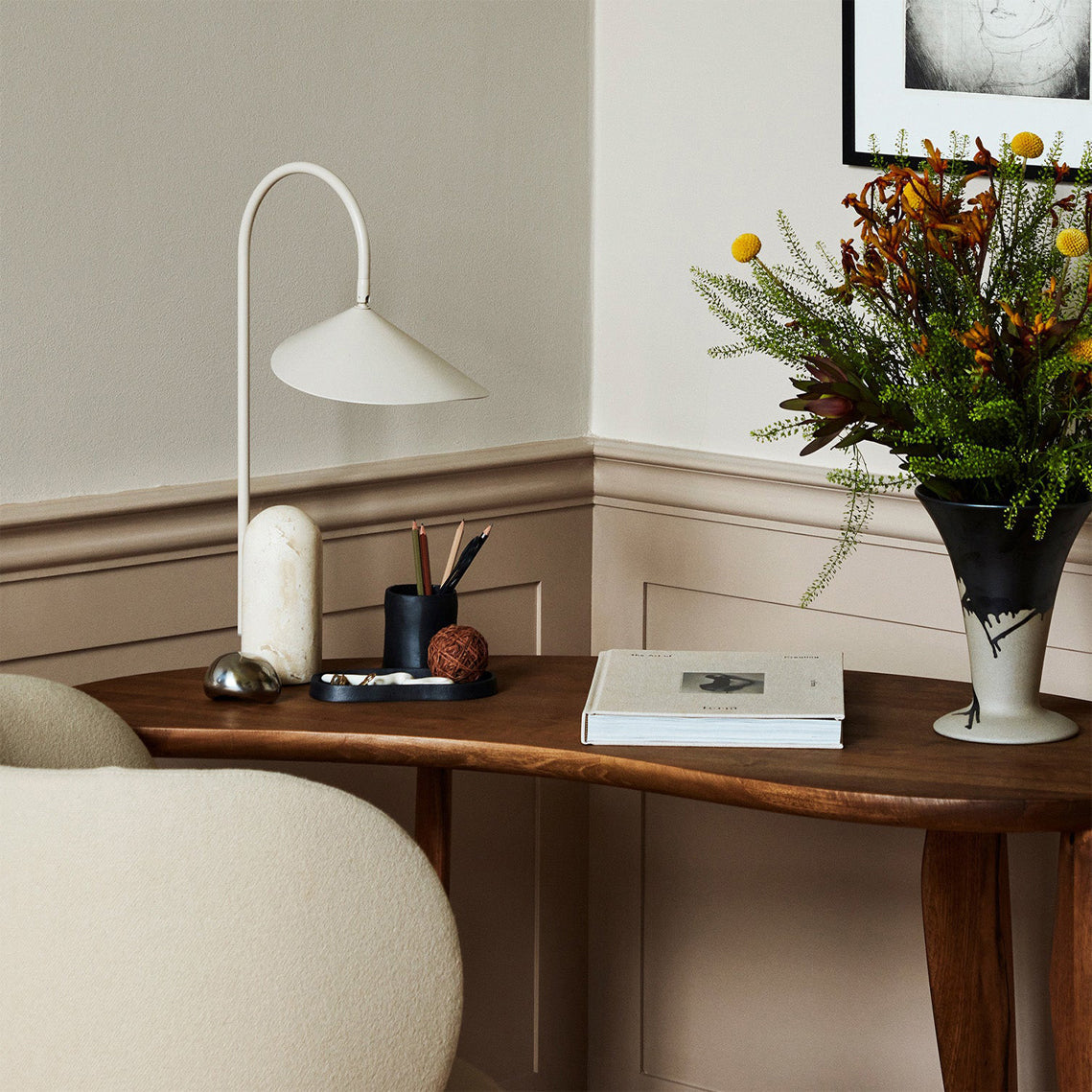 Crescent Marble Base Table Lamp