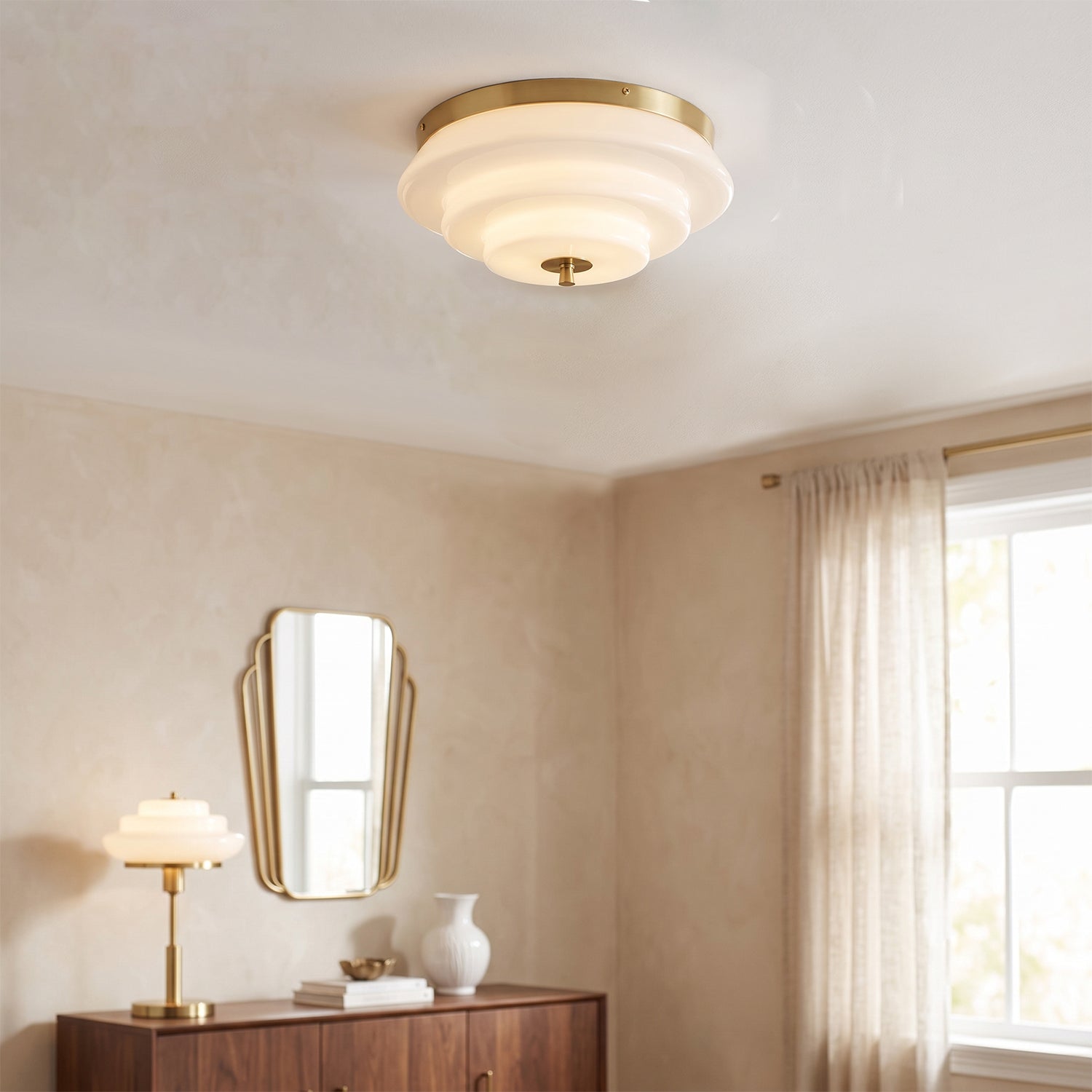 Astraea Concentric-Ring Glass Semi-Flush Light
