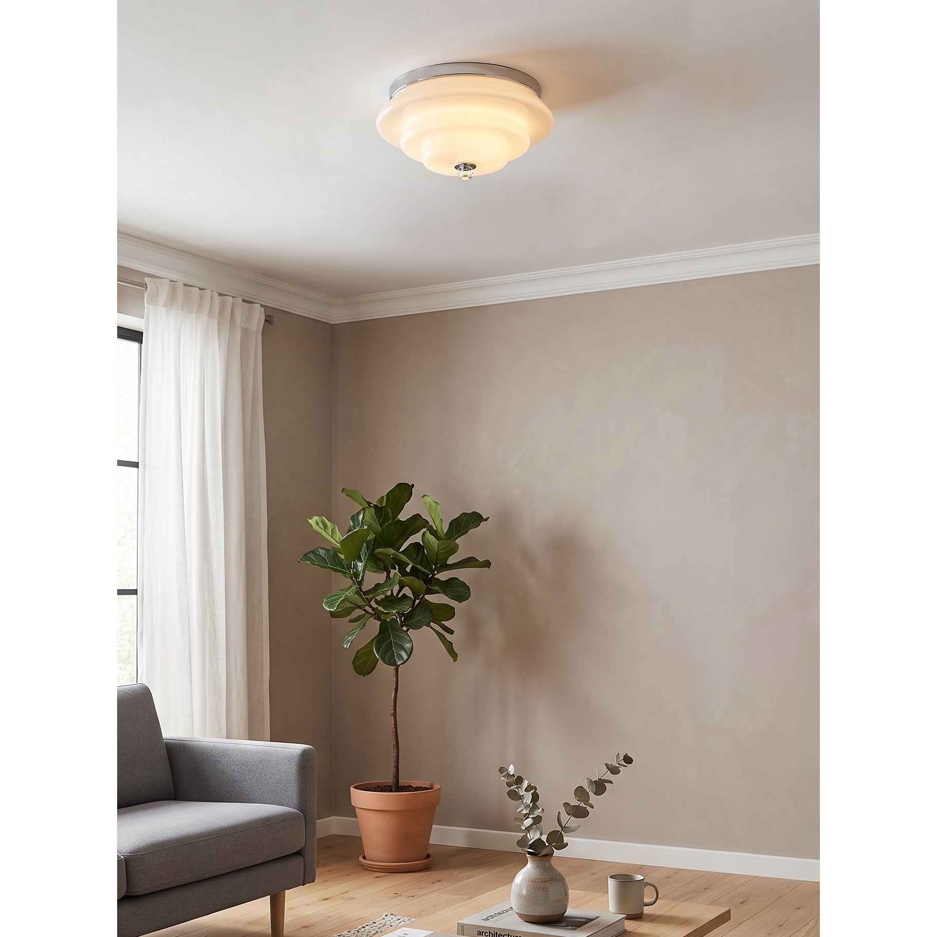 Astraea Concentric-Ring Glass Semi-Flush Light