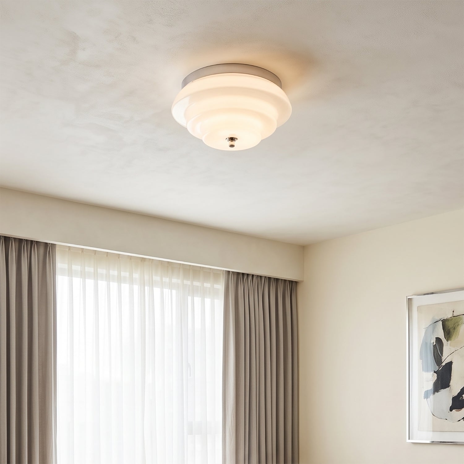 Astraea Concentric-Ring Glass Semi-Flush Light