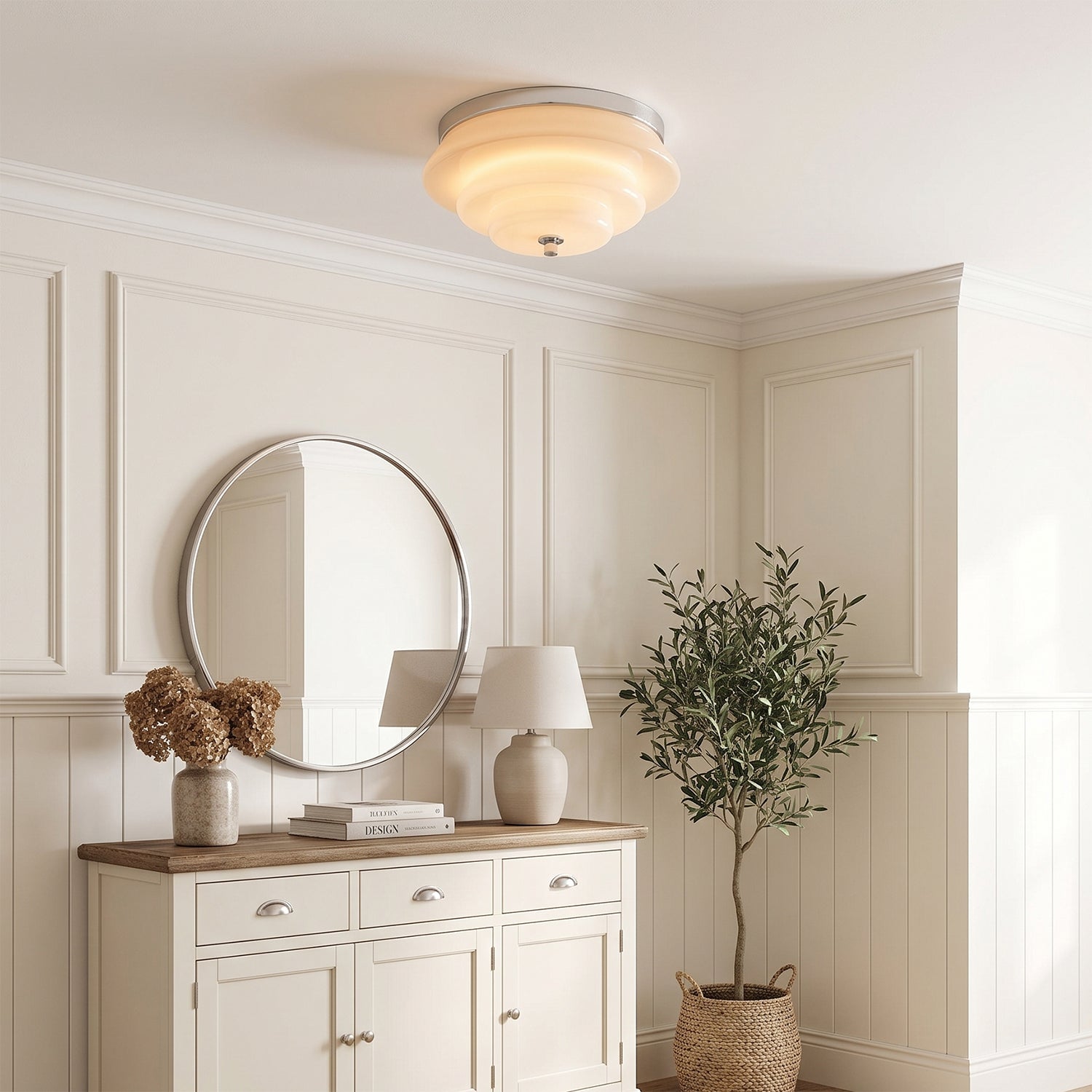 Astraea Concentric-Ring Glass Semi-Flush Light