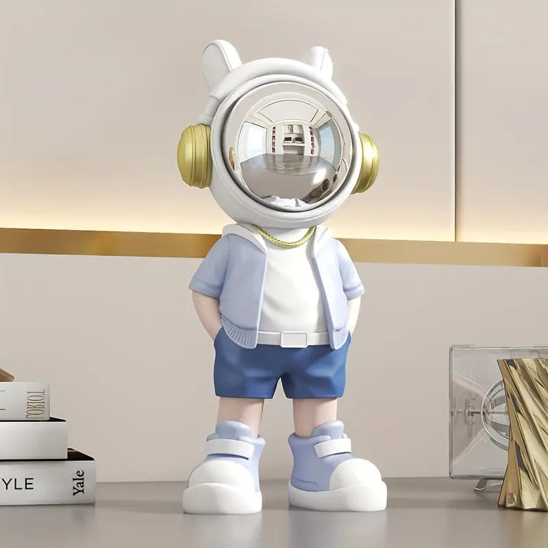 Astronaut Figurine Resin Decorative Sculpture Glossy Helmet Modern Design