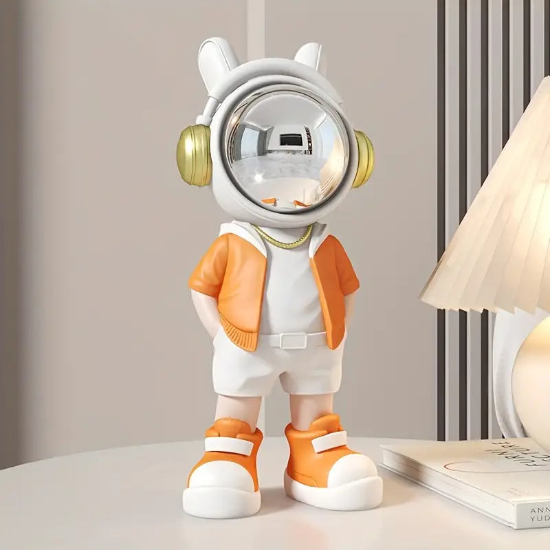 Astronaut Figurine Resin Decorative Sculpture Glossy Helmet Modern Design