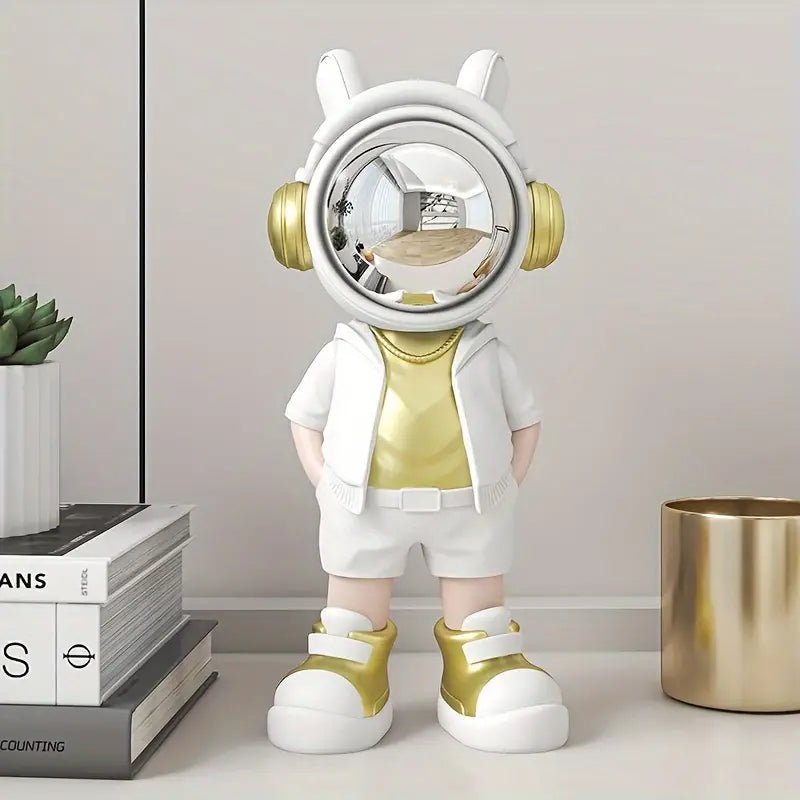 Astronaut Figurine Resin Decorative Sculpture Glossy Helmet Modern Design