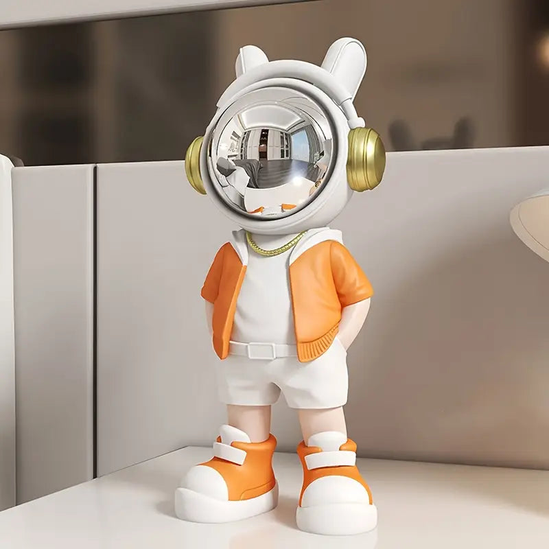 Astronaut Figurine Resin Decorative Sculpture Glossy Helmet Modern Design