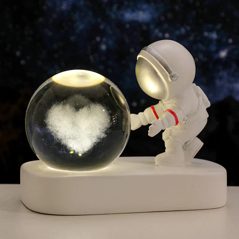 Table Lamp LED Astronaut Crystal Ball USB Powered Tempered Glass