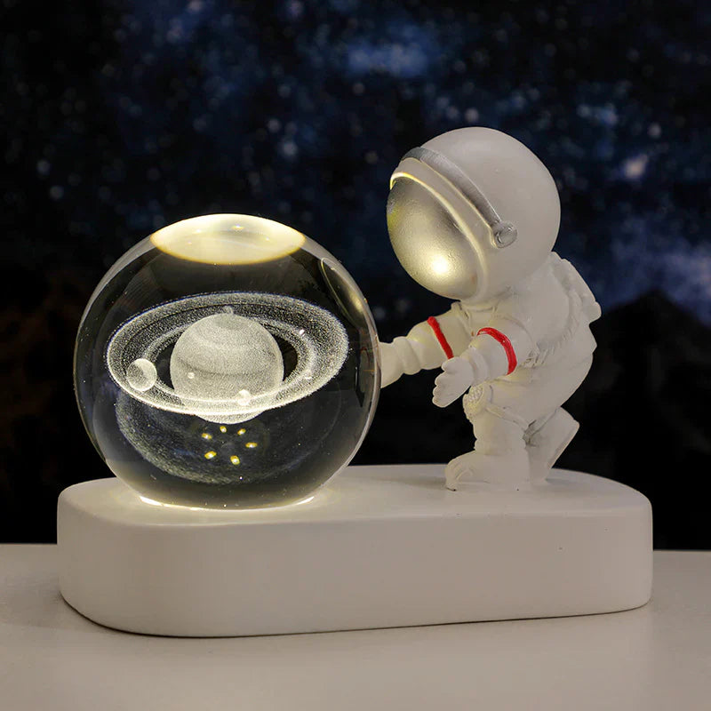 Table Lamp LED Astronaut Crystal Ball USB Powered Tempered Glass