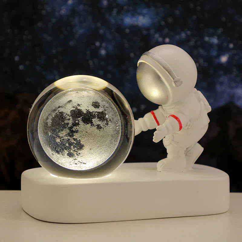 Table Lamp LED Astronaut Crystal Ball USB Powered Tempered Glass