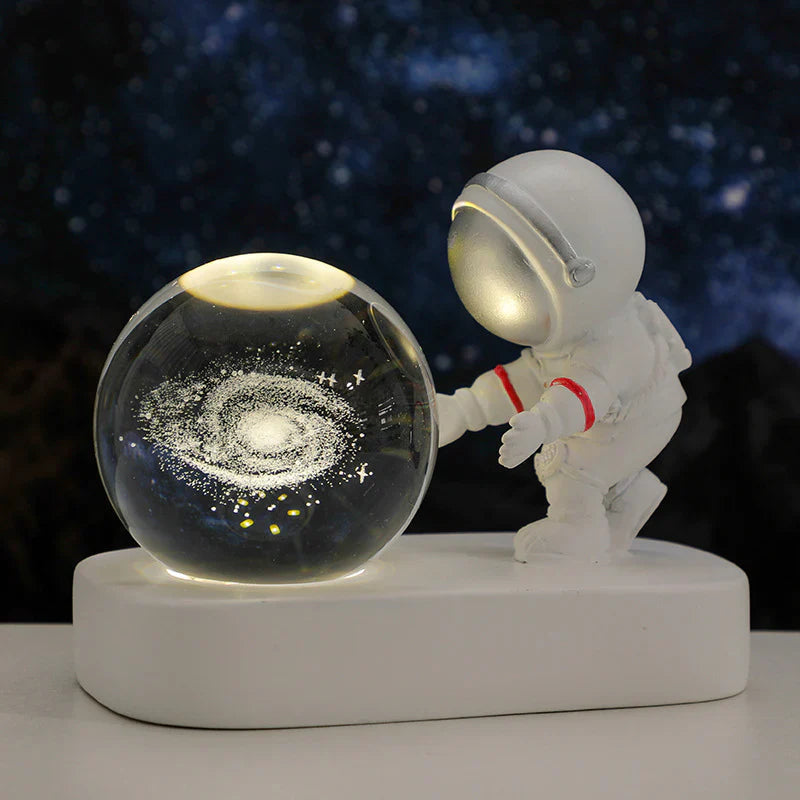 Table Lamp LED Astronaut Crystal Ball USB Powered Tempered Glass
