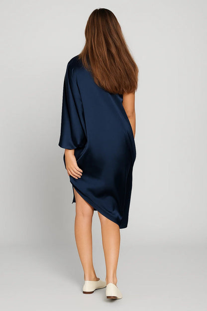 One Shoulder Midi Dress with Asymmetric Hem