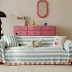 AtelierPastell: Sofa Cover in Pastel Look with Colored Stripes & Easy-Care Quality – for Sofa & Armchair