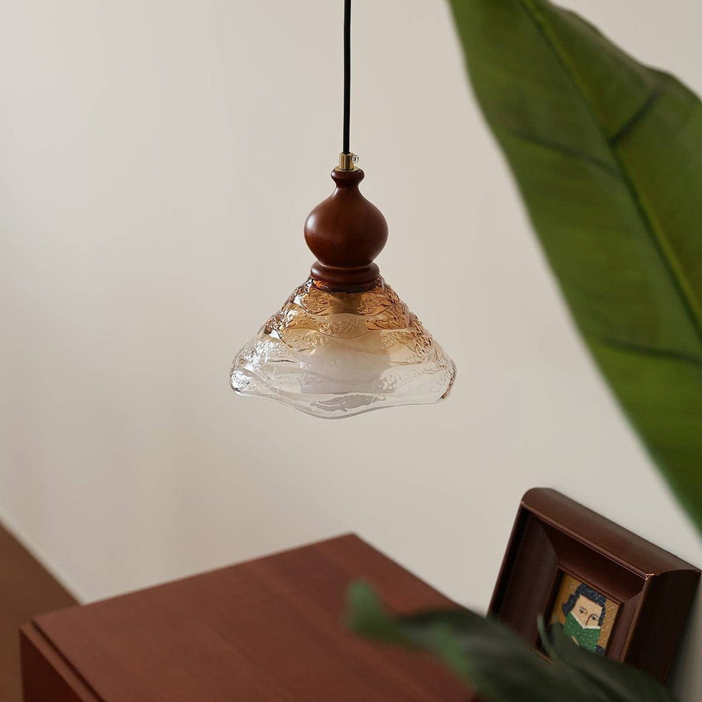 Auden Rippled Amber Glass Pendant Light