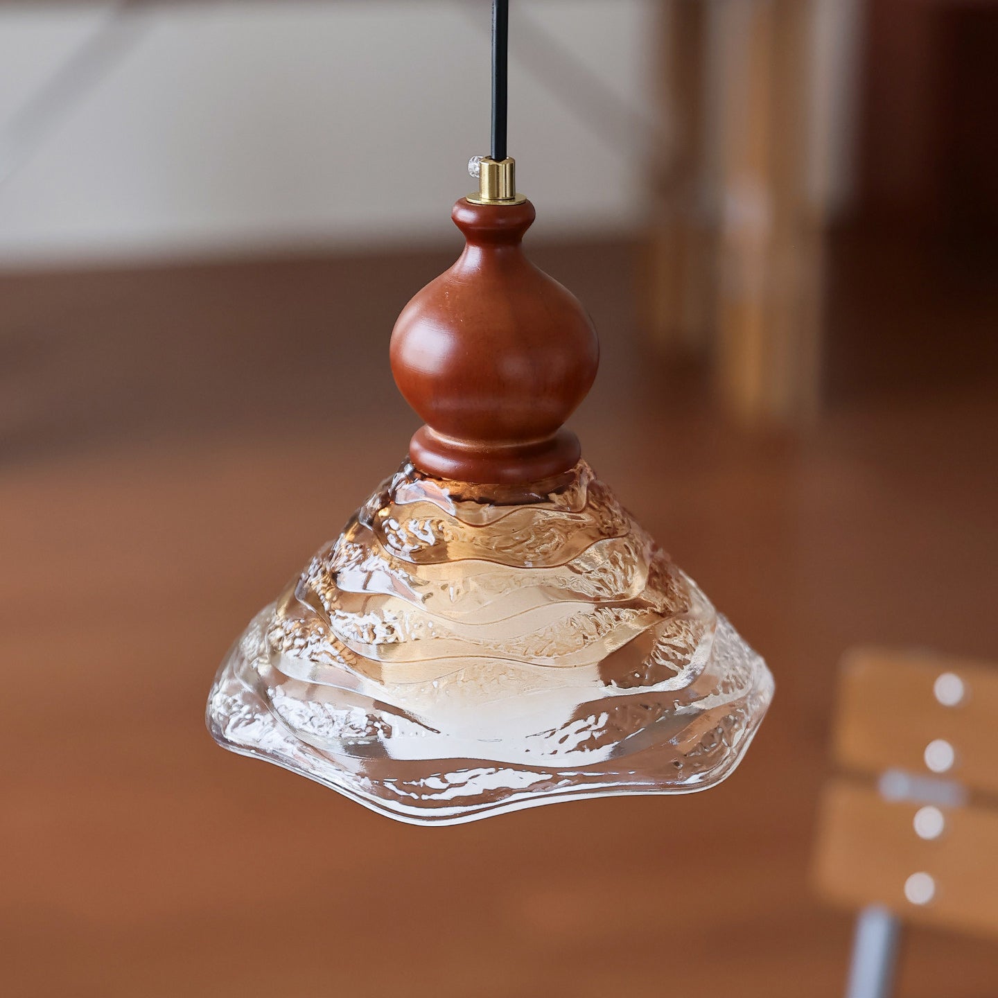 Auden Rippled Amber Glass Pendant Light