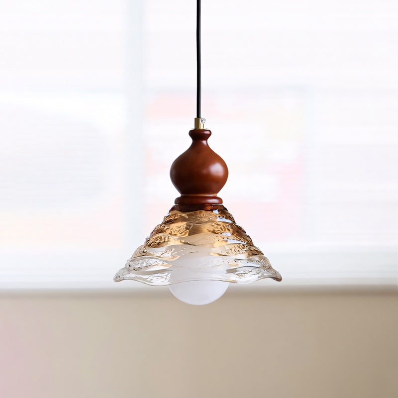 Auden Rippled Amber Glass Pendant Light