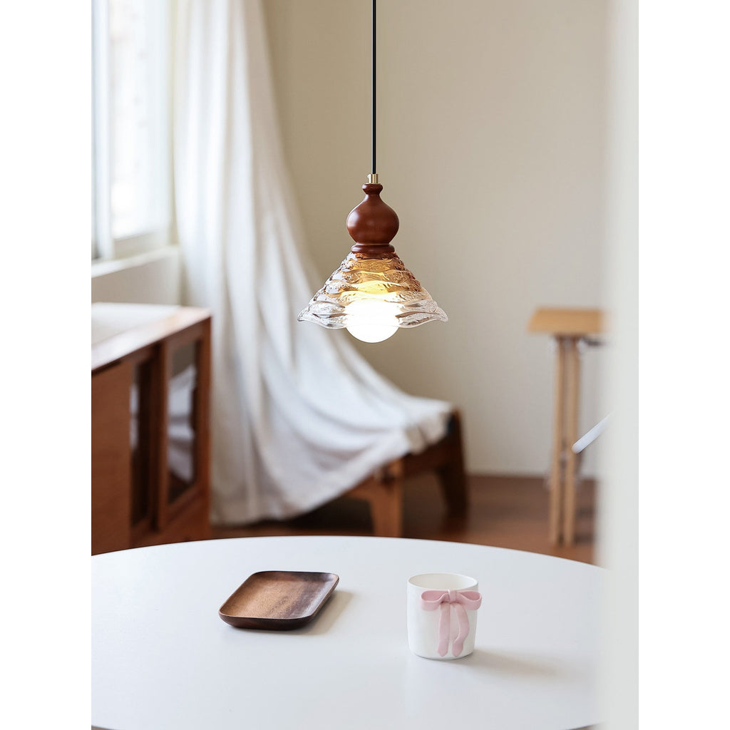Auden Rippled Amber Glass Pendant Light