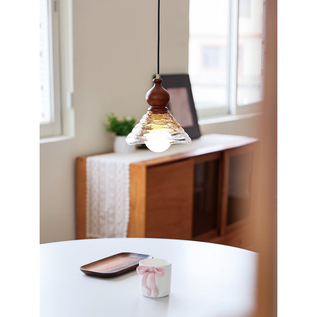 Auden Rippled Amber Glass Pendant Light