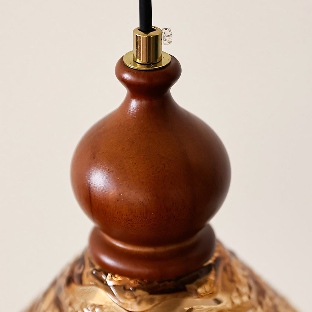 Auden Rippled Amber Glass Pendant Light
