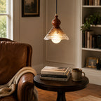 Auden Rippled Amber Glass Pendant Light