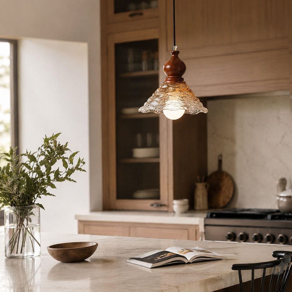 Auden Rippled Amber Glass Pendant Light