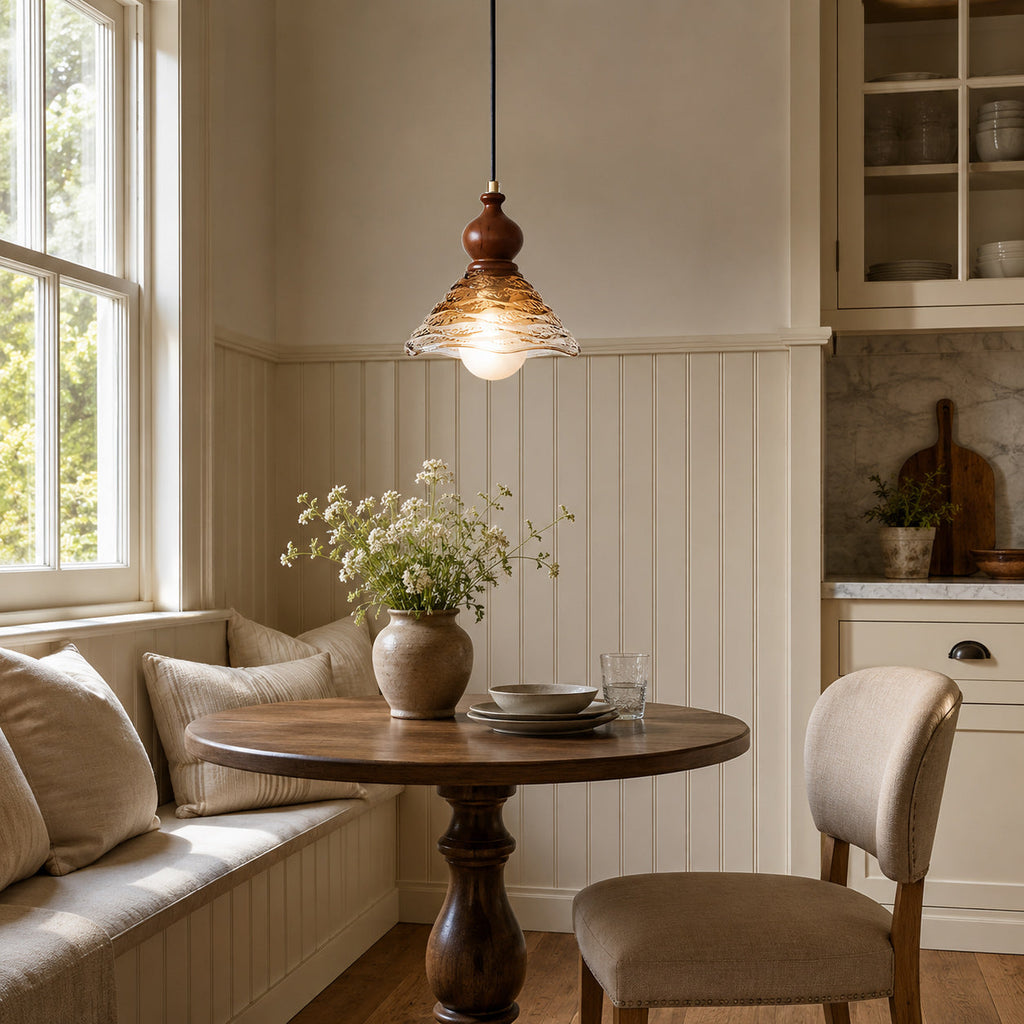 Auden Rippled Amber Glass Pendant Light