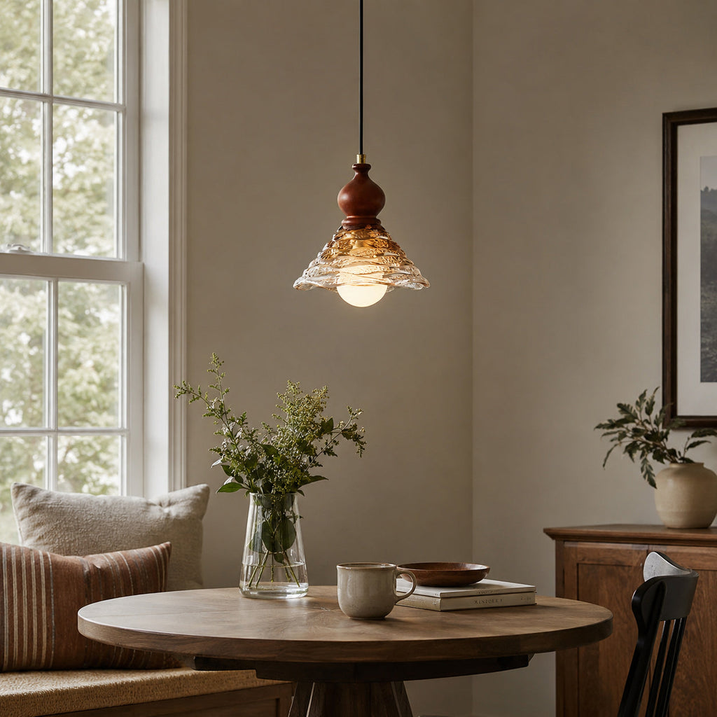 Auden Rippled Amber Glass Pendant Light