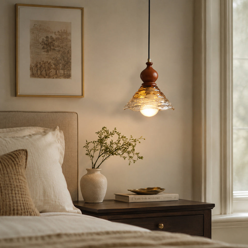 Auden Rippled Amber Glass Pendant Light