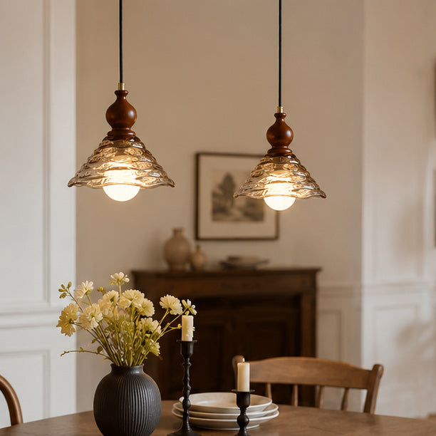 Auden Rippled Amber Glass Pendant Light
