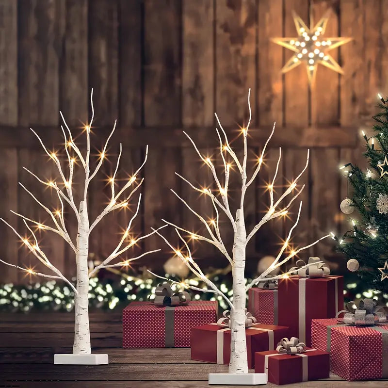 Aurelia 2-Piece Set LED Birch Tree Lights – Christmas & Decoration