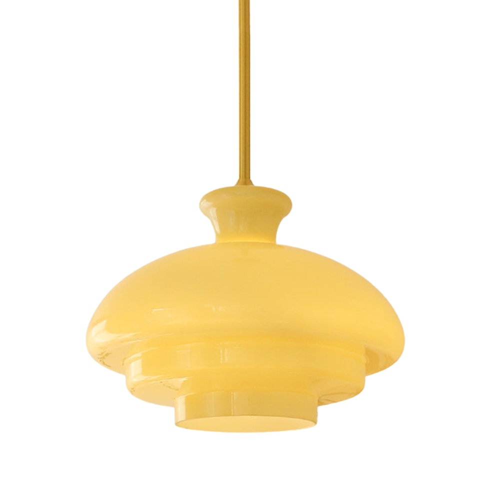 Aurélis: Vintage Pendant Light made of Cream-Colored Glass & E27 Socket – for Living Areas & Café Zones