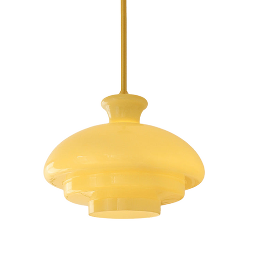 Aurélis: Vintage Pendant Light made of Cream-Colored Glass & E27 Socket – for Living Areas & Café Zones